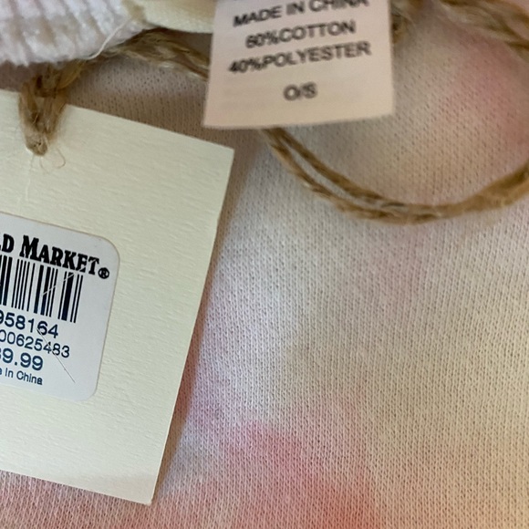 World Market Pink and White Tie Dye Sweatshirt With Cutout Back New With Tag - Picture 6 of 15